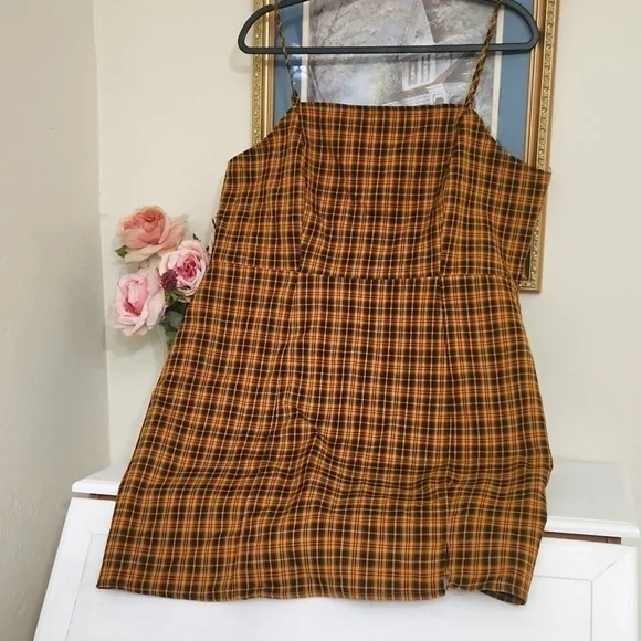 Preppy Plaid Minidress Fall Dress Size 1X Pumkin Patch photos Rockabilly Gingham - Picture 2 of 9